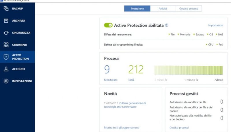 Acronis True Image 2019 Active protection cryptomining